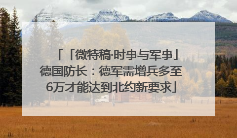 「微特稿·时事与军事」德国防长：德军需增兵多至6万才能达到北约新要求
