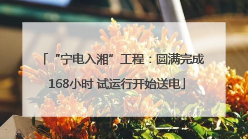“宁电入湘”工程：圆满完成168小时 试运行开始送电