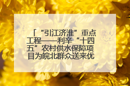 “引江济淮”重点工程——利辛“十四五”农村供水保障项目为皖北群众送来优质“引调水”