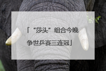 “莎头”组合今晚争世乒赛三连冠