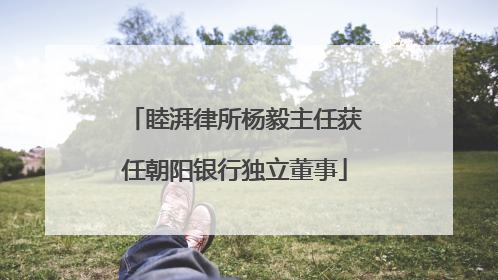 睦湃律所杨毅主任获任朝阳银行独立董事