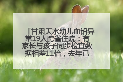 甘肃天水幼儿血铅异常19人跨省住院：有家长与孩子同步检查数据相差11倍，去年已有幼儿出现症状
