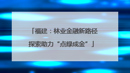 福建：林业金融新路径探索助力“点绿成金”