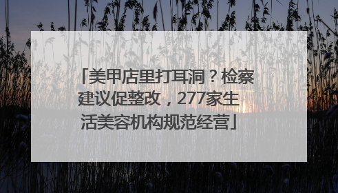 美甲店里打耳洞？检察建议促整改，277家生活美容机构规范经营
