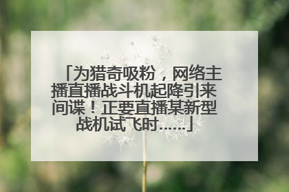 为猎奇吸粉，网络主播直播战斗机起降引来间谍！正要直播某新型战机试飞时……