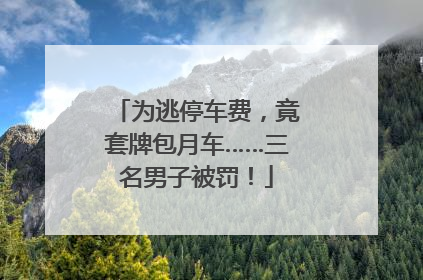 为逃停车费，竟套牌包月车……三名男子被罚！