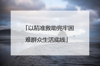 以精准救助兜牢困难群众生活底线