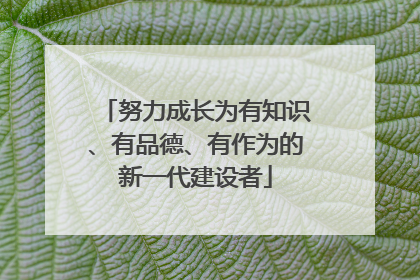 努力成长为有知识、有品德、有作为的新一代建设者