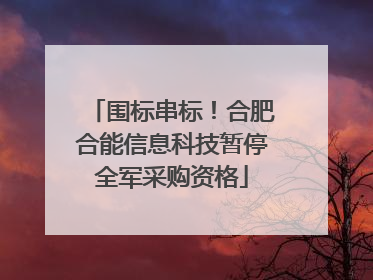 围标串标！合肥合能信息科技暂停全军采购资格