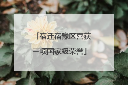 宿迁宿豫区喜获三项国家级荣誉