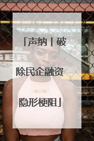 声纳丨破除民企融资隐形梗阻