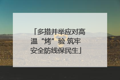多措并举应对高温“烤”验 筑牢安全防线保民生