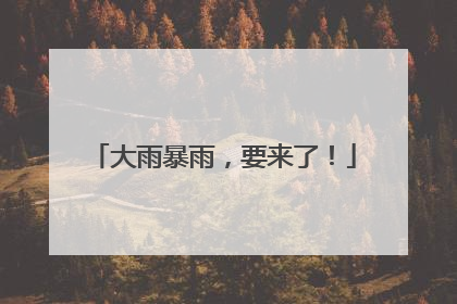 大雨暴雨，要来了！