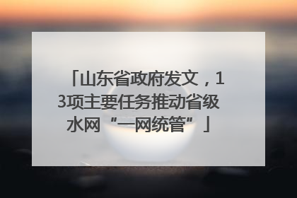 山东省政府发文，13项主要任务推动省级水网“一网统管”