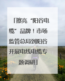 擦亮“阳谷电缆”品牌！市场监管总局到阳谷开展电线电缆专题调研