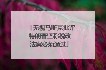 无视马斯克批评 特朗普坚称税改法案必须通过