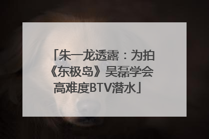 朱一龙透露：为拍《东极岛》吴磊学会高难度BTV潜水