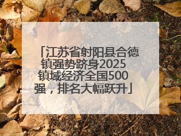 江苏省射阳县合德镇强势跻身2025镇域经济全国500强，排名大幅跃升