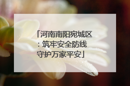 河南南阳宛城区：筑牢安全防线 守护万家平安