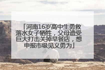 河南16岁高中生勇救落水女子牺牲，父母遭受巨大打击关掉早餐店，想申报市级见义勇为