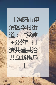 洛阳市伊滨区李村街道：“党建+公约”打造共建共治共享新格局