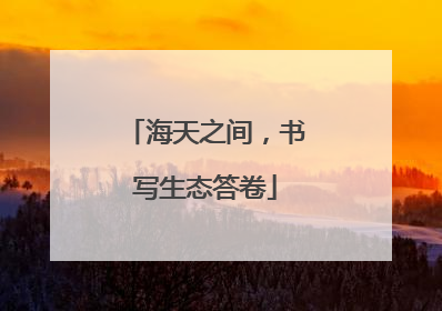 海天之间，书写生态答卷