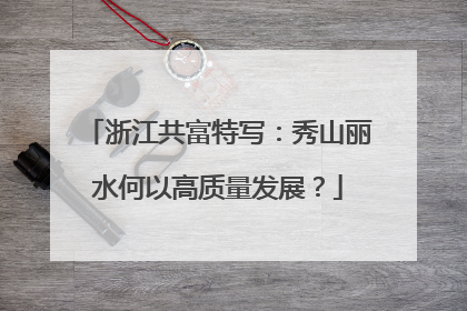 浙江共富特写：秀山丽水何以高质量发展？