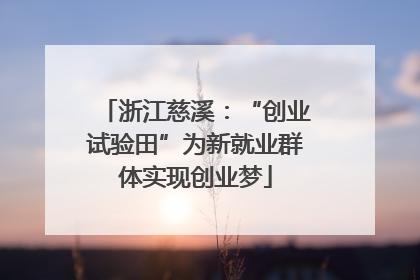 浙江慈溪：“创业试验田”为新就业群体实现创业梦