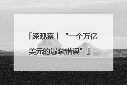 深观察丨“一个万亿美元的愚蠢错误”