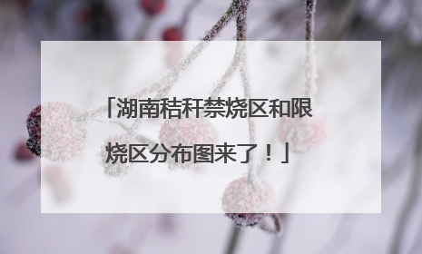 湖南秸秆禁烧区和限烧区分布图来了！