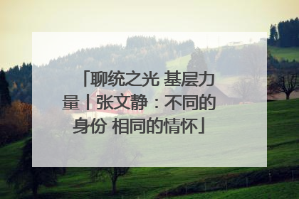 聊统之光 基层力量丨张文静：不同的身份 相同的情怀