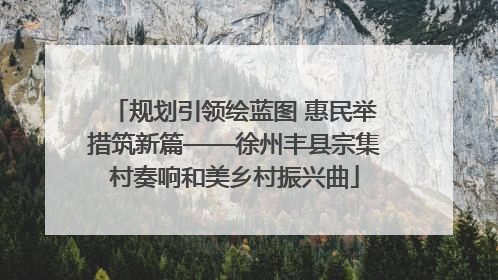 规划引领绘蓝图 惠民举措筑新篇——徐州丰县宗集村奏响和美乡村振兴曲