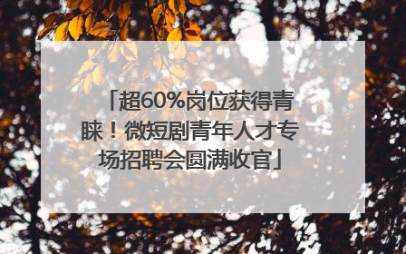 超60%岗位获得青睐！微短剧青年人才专场招聘会圆满收官