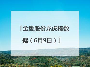 金鹰股份龙虎榜数据（6月9日）