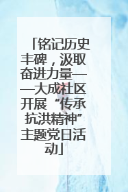铭记历史丰碑，汲取奋进力量——大成社区开展“传承抗洪精神”主题党日活动