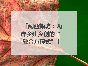 闽西赖坊：两岸乡建乡创的“融合方程式”