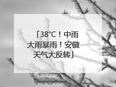 38℃！中雨大雨暴雨！安徽天气大反转